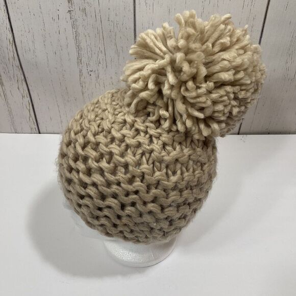 BCBGeneration Tan Chunky Pom Pom Knit Beanie - Picture 9 of 12